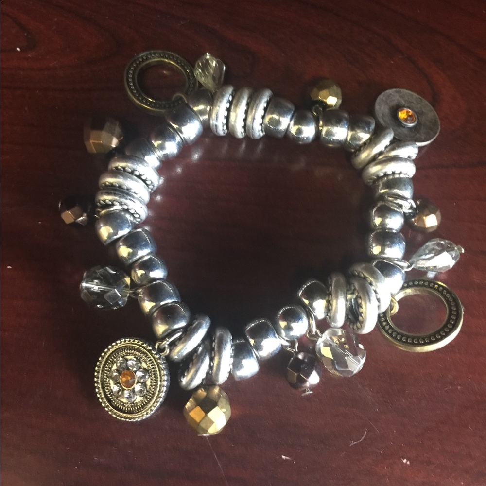 Sterling Silver Bracelet with gold charms